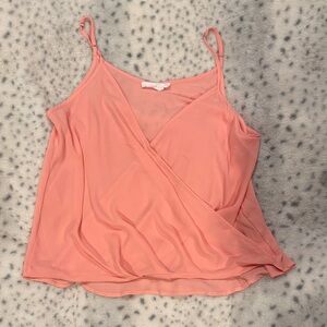 Lush Coral Pink Wrap-Style Spaghetti Strap Cami